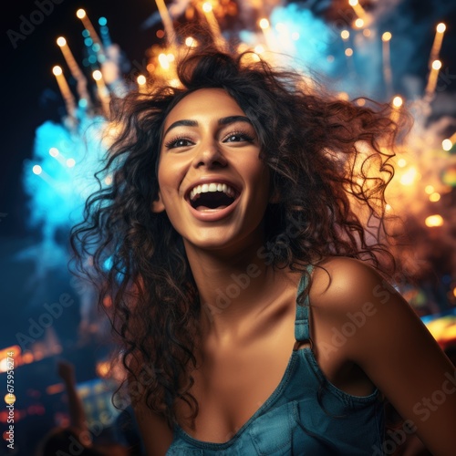 happy person celebrating with firework. © banthita166
