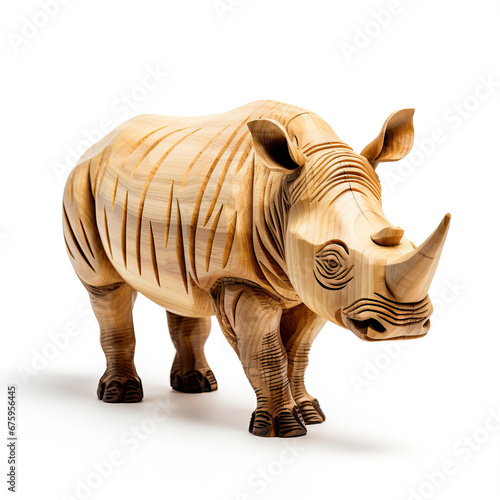 Wooden sculpture of a rhinoceros