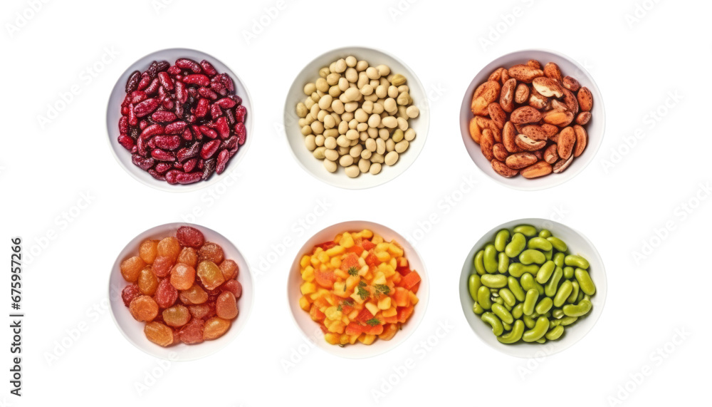 set of beans in bowl isolated on transparent background cutout set of beans in bowl isolated on transparent background cutout