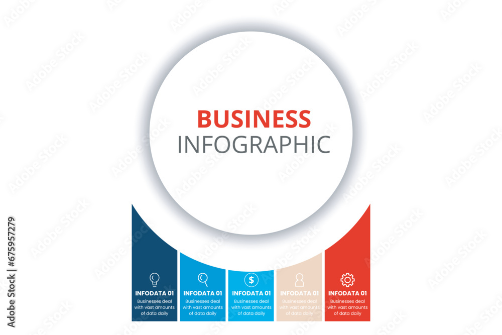 Round ring-like pie chart divided into 6 colorful parts. Concept of six ...