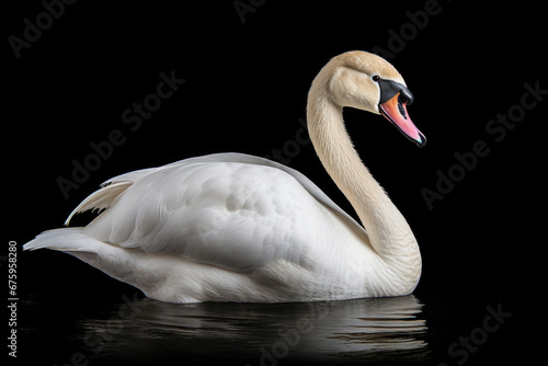 Swan on black background