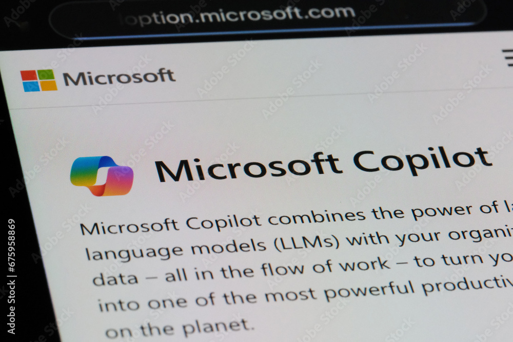 Shanghai,ChinaNov.9th 2023 Microsoft 365 Copilot AI assistant brand