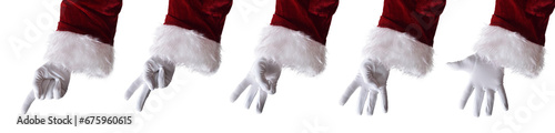 Set numerical gestures with hands of traditionally dressed Santa Claus photo