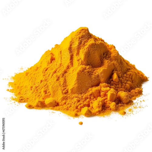 Turmeric powder in wood bowl isolated on white background photo