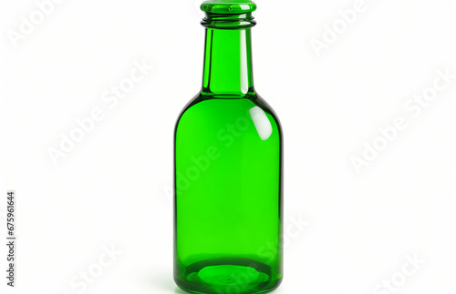 Green Glass Bottle isolated on white background