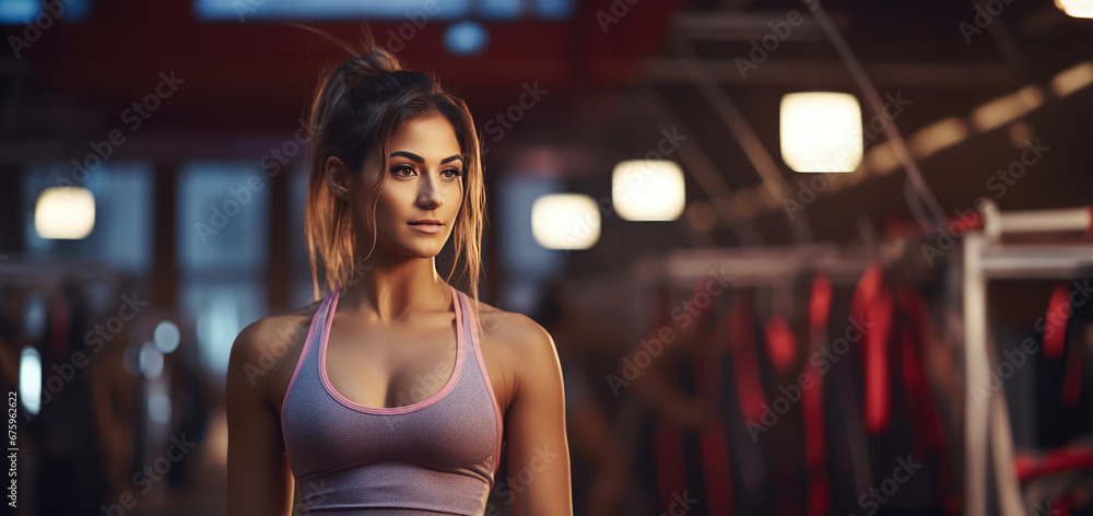 An active girl at a gym. Generative Ai.
