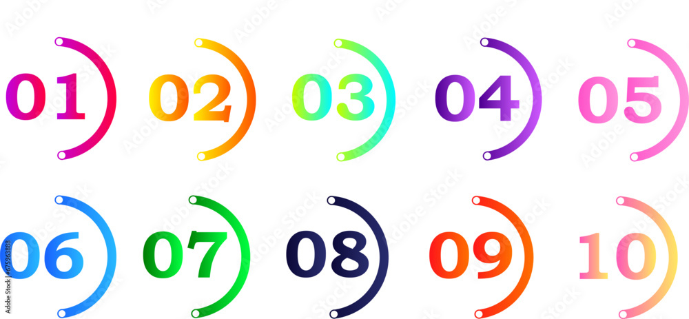 colorful numbering bullet point collection