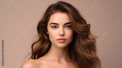 Young Woman with Natural Makeup Advertisement for Natural Cosmetics.