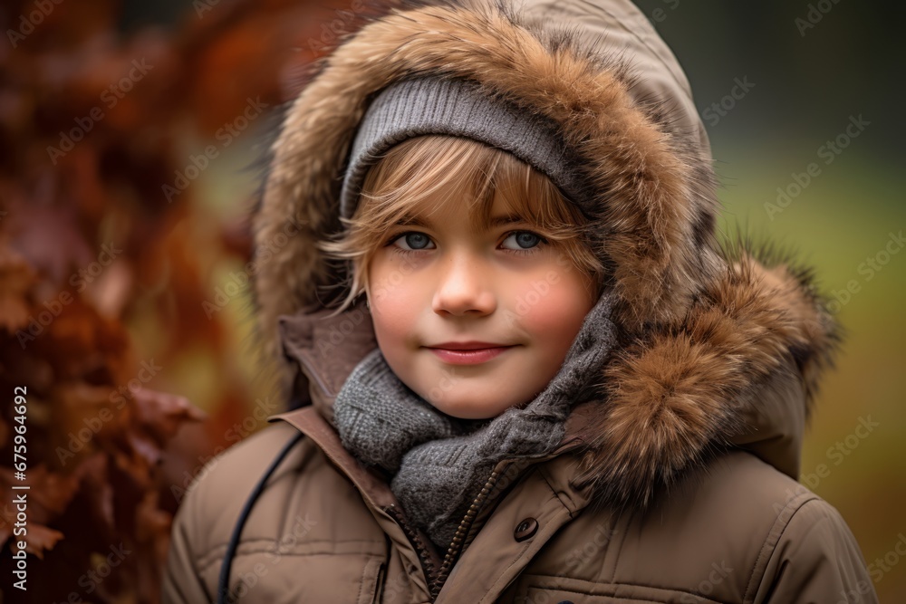 Outdoor portrait of a cute little girl in a warm coat and hat Outdoor portrait of a cute little girl in a warm coat and hat