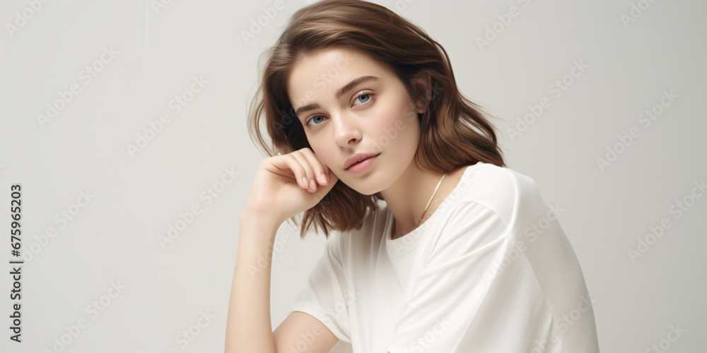 portrait of a woman on a white background, make-up, cosmetics, beauty, fashion portrait of a woman on a white background, make-up, cosmetics, beauty, fashion