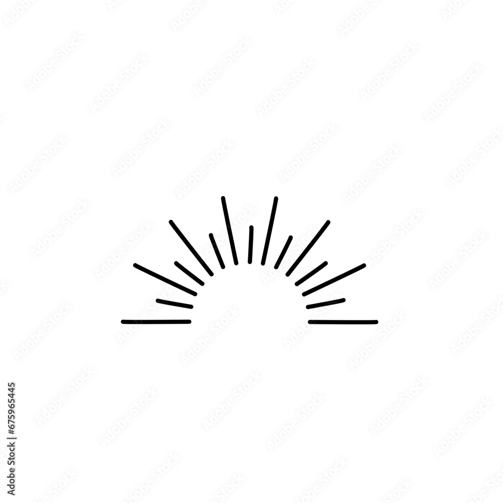 Obraz premium Half circle sunburst vektor