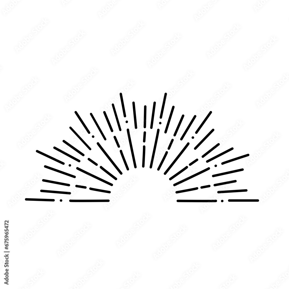 Obraz premium Half circle sunburst vektor