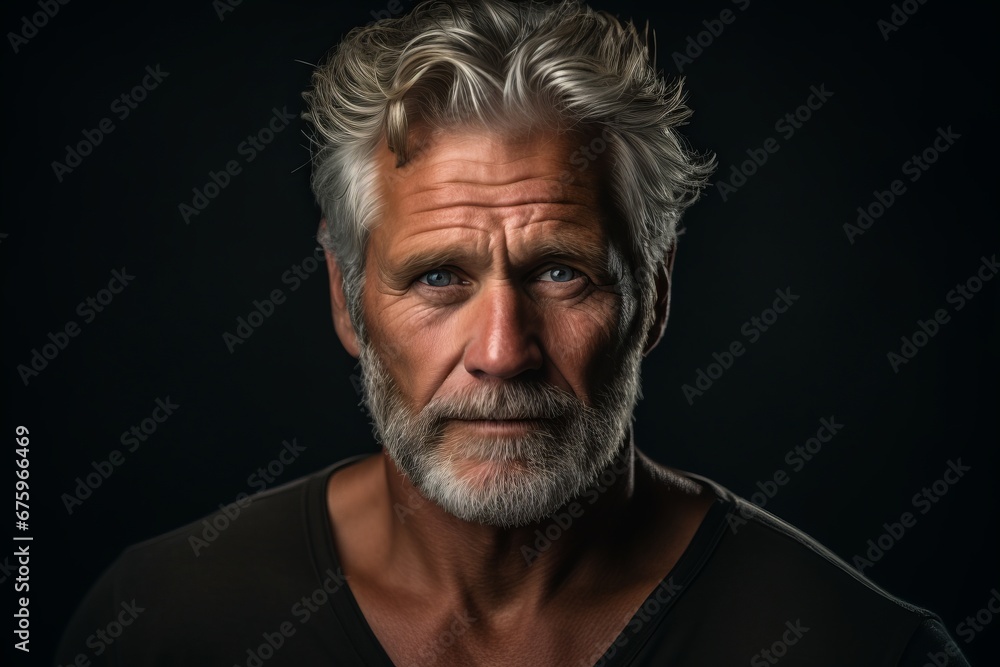 Portrait of an old man with grey hair and beard. Studio shot. Portrait of an old man with grey hair and beard. Studio shot.