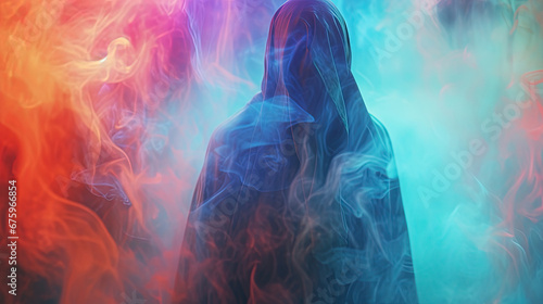 Spectral Vision: A Colorful and Stunning Ghost, Ideal for Screensavers and Desktop Backgrounds 