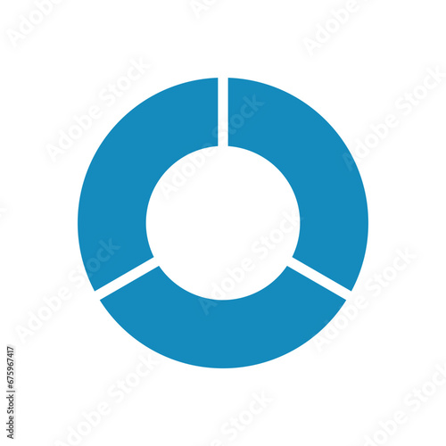 Fraction pie divided into one-third. Pie chart. Mathematics resources for teachers and students.