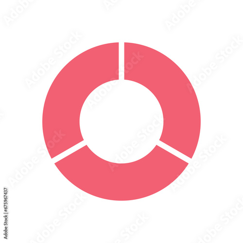 Fraction pie divided into one-third. Pie chart. Mathematics resources for teachers and students.