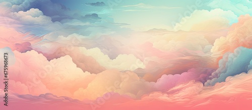 The vintage wallpaper featured an abstract background with a colorful fantasy texture showcasing a vibrant sky adorned with retro clouds and a mesmerizing rainbow all illuminated by a soft 