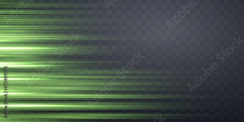 Speed rays, light neon flow, zoom in motion effect, green glow speed lines, colorful light trails, perspective stripes Abstract background, vector illustration.