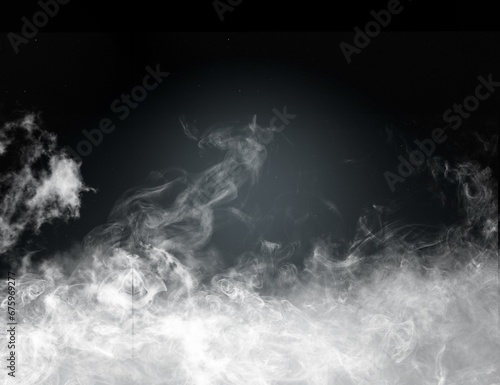 Realistic dry smoke fog on dark background