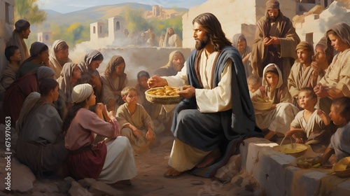 Jesus feeds rhe five thousand photo
