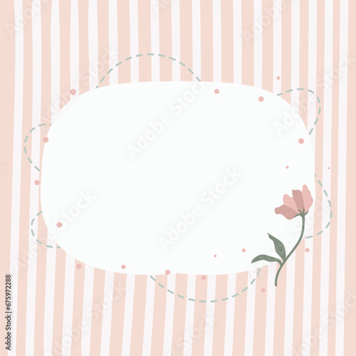 Cute Kawaii Doodle Floral Frame with pink background