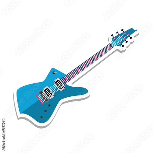 Isolated electric guitar musical instrument sticker Vector
