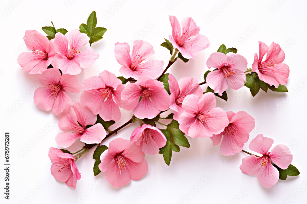 Group of Pink Flowers Gracefully Separated on a Crisp White Background.