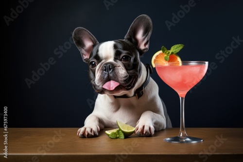 dog drinking a cocktail bar © FryArt Studio
