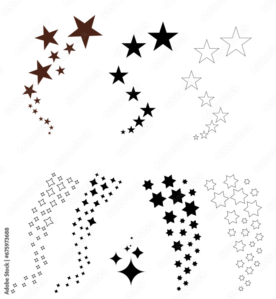 A set of shining and glowing stars, sparkle star icons,
and stars with festive decoration particles create an abstract staright effect. Twinkling stars,
in this vector illustration. A set of shining and glowing stars, sparkle star icons,
and stars with festive decoration particles create an abstract staright effect. Twinkling stars,
in this vector illustration.