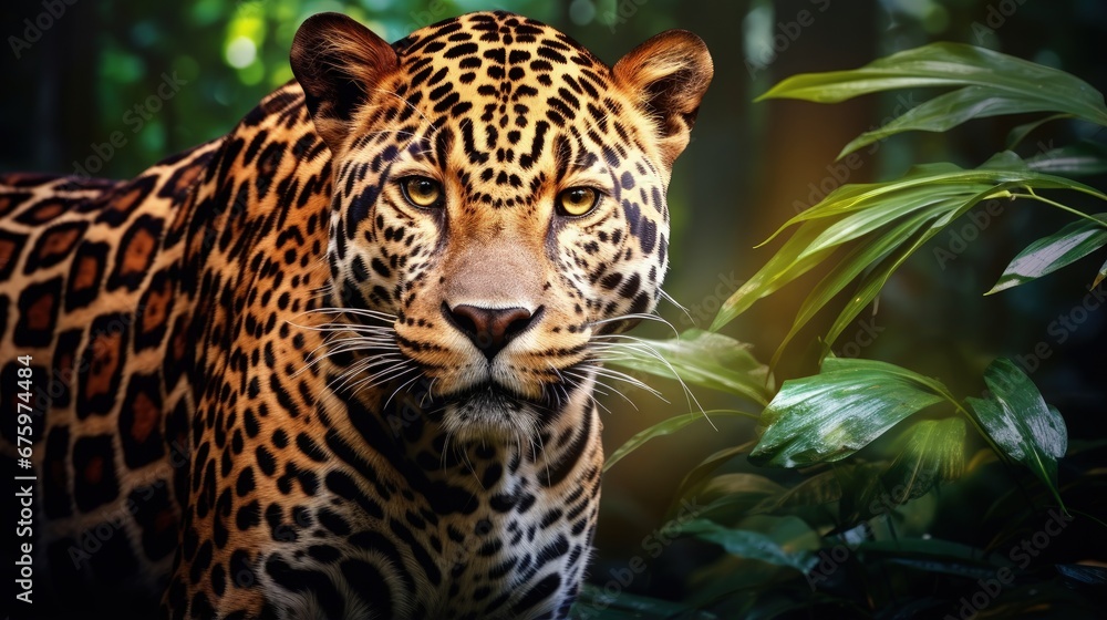Leopard jaguar, wildlife background poster Leopard jaguar, wildlife background poster