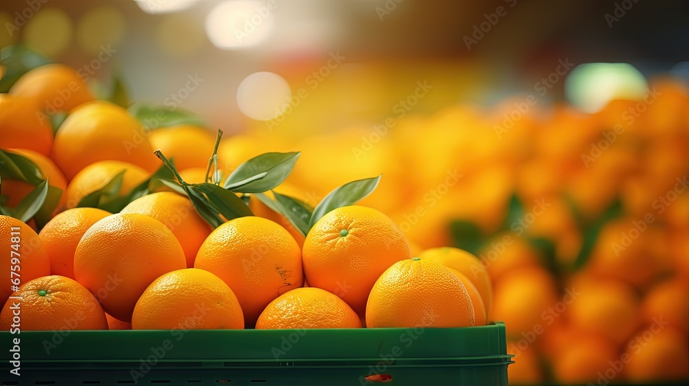 Fresh orange fruits in supermarket for background. Various type of ...
