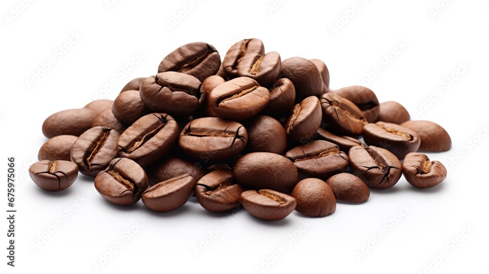 Brown coffee beans isolated on white background Brown coffee beans isolated on white background