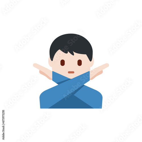 Man Gesturing No: Light Skin Tone