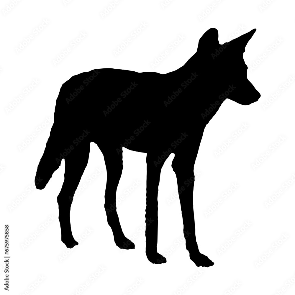 fox silhouette. fox black color filled. vector. isolated on white background