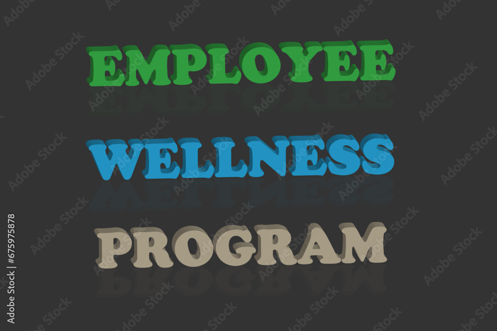 Obraz premium Employee wellness program. text and dark background. vector. industries, and company's employs welfare.