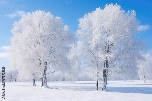 Winter landscape with fair trees under the snow