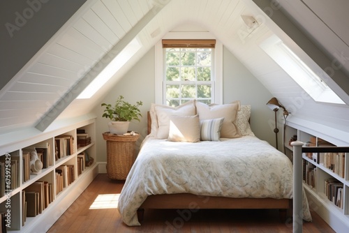 Transform an attic space with a staircase into a cozy guest bedroom © Muhammad