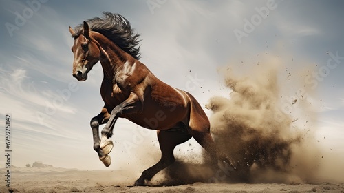 Horse buck and kick out, Horses hoof kick attack © HN Works