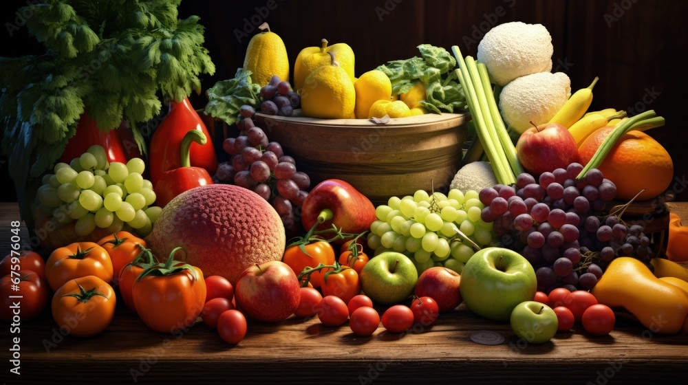 Assortment of fresh fruits and vegetables