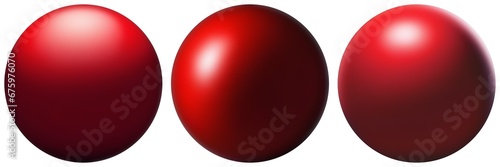 Red ball set on white background isolated. 3d sphere elements.