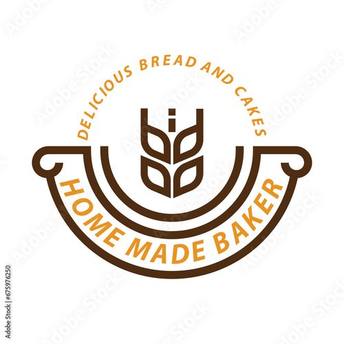 vector bakery logo, food business template, fresh and healthy bakery item logo, wheat logo