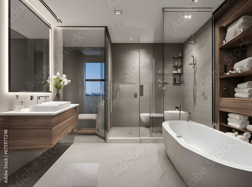 Modern interior of the bathroom