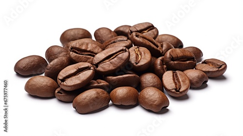 Brown coffee beans isolated on white background