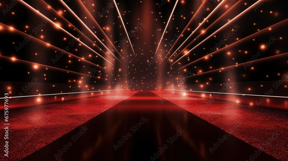 Disfocus of the red carpet in the award ceremony theme creative. background for success business concept - obrazy, fototapety, plakaty 
