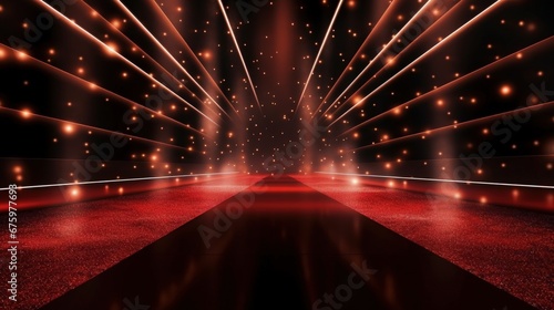 Disfocus of the red carpet in the award ceremony theme creative. background for success business concept photo