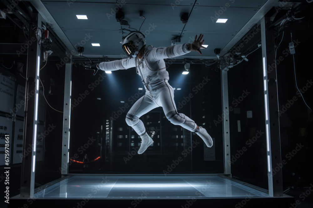 Fototapeta premium Generative ai astronaut training in a zero-gravity environment