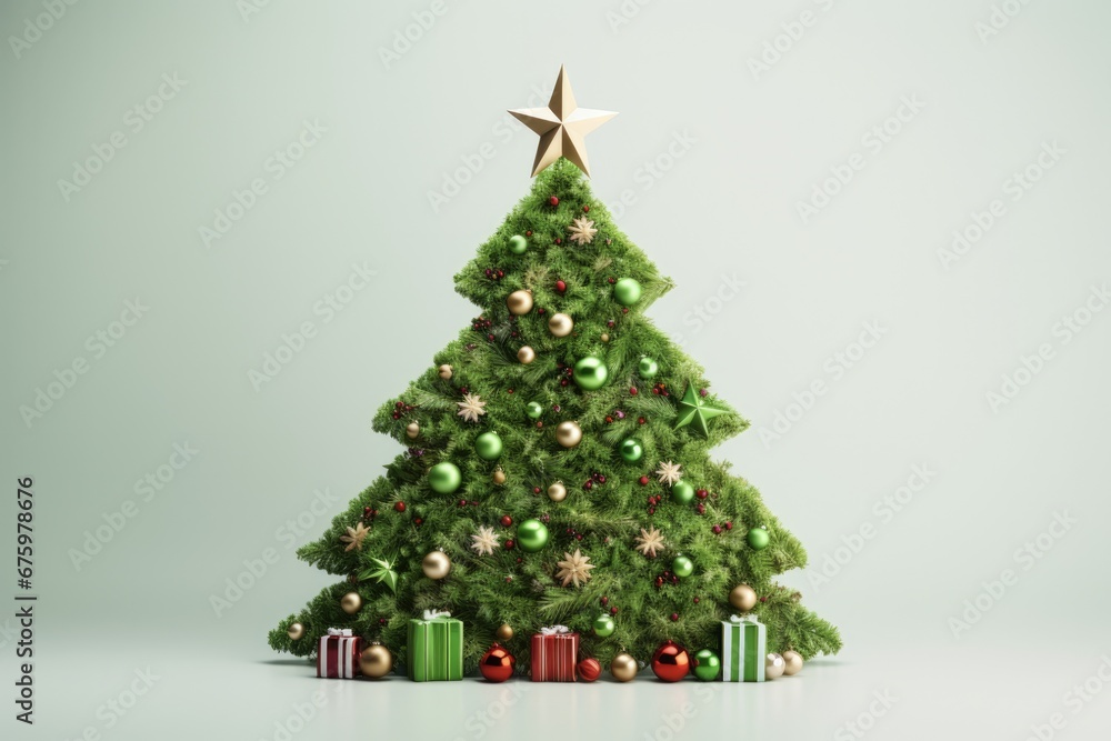 Recycling Christmas Trees: Reusing the Spirit of the Holidays. 3D Concept Illustration of a Christmas Tree Recycling Symbol and Green Garbage.
