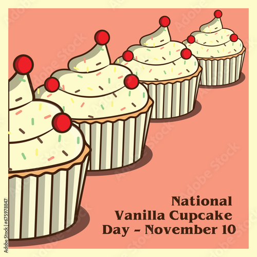 National Vanila Cupcake day November 10  Vector design 
