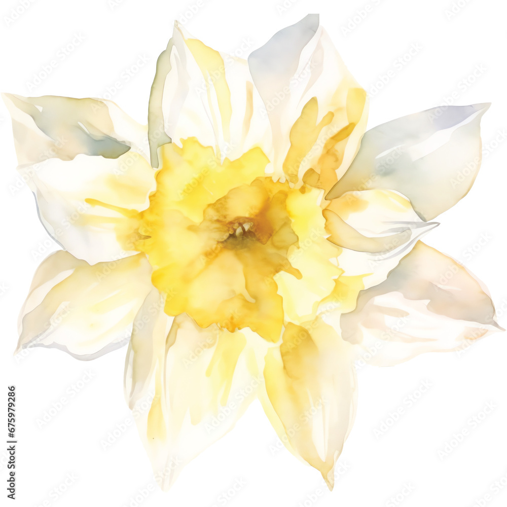 Obraz premium watercolor white narcissus flower