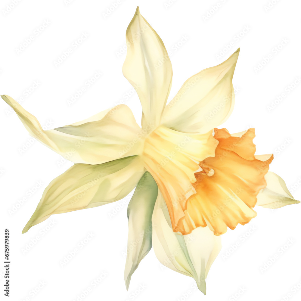 Obraz premium watercolor yellow daffodil flower